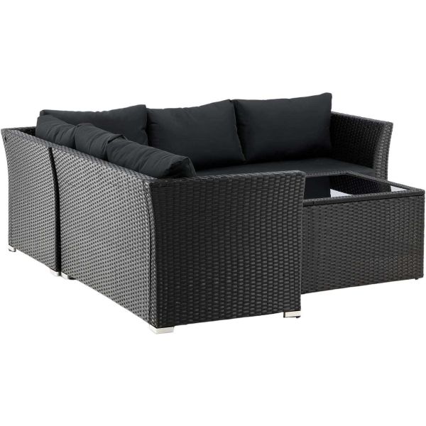 Ensemble canapé d'angle et table basse en résine tressée Haiti - 6