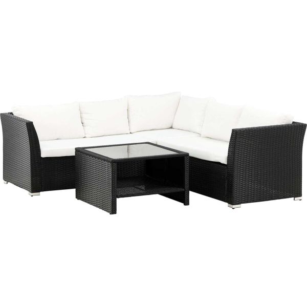 Ensemble canapé d'angle et table basse en résine tressée Haiti - VEN-0967