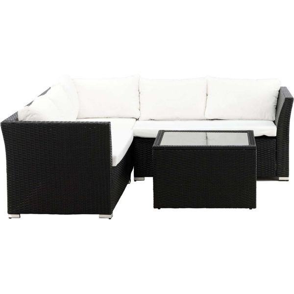 Ensemble canapé d'angle et table basse en résine tressée Haiti - 869