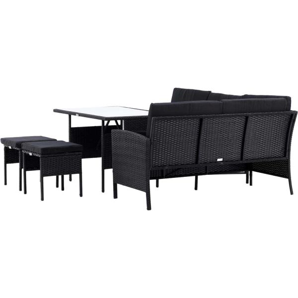 Ensemble canapé d'angle et table basse en résine tressée Knock - 789