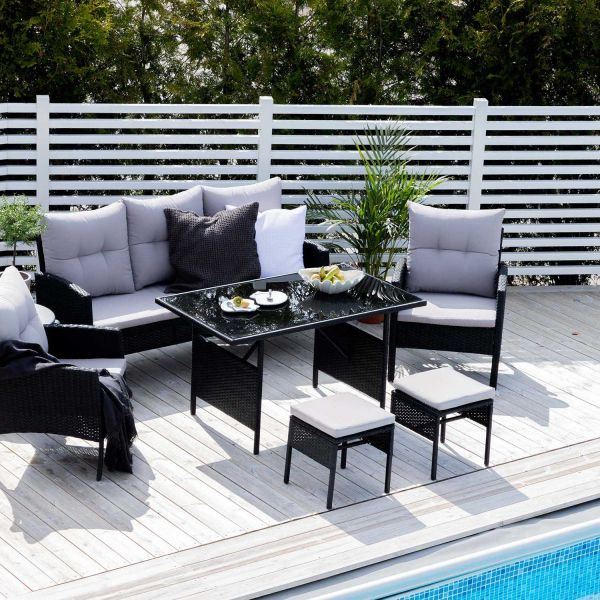Ensemble canapé, fauteuil et table basse en résine tressée Knock - 7