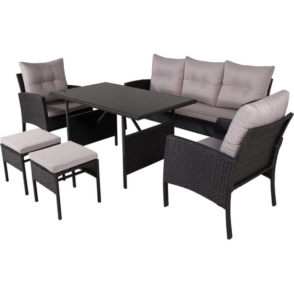 Ensemble canapé, fauteuil et table basse en résine tressée Knock - VEN-0965