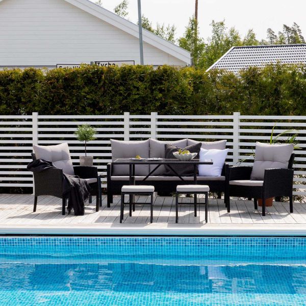 Ensemble canapé, fauteuil et table basse en résine tressée Knock