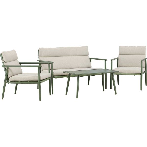 Ensemble canapé, fauteuils et table en acier Mazzaro