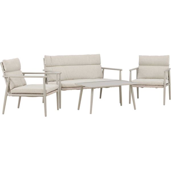 Ensemble canapé, fauteuils et table en acier Mazzaro