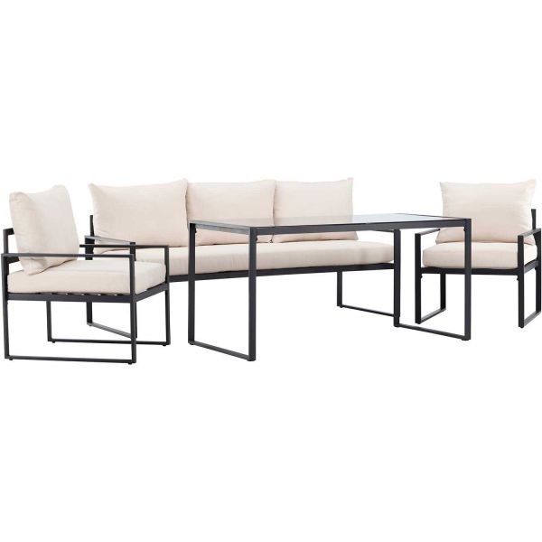 Ensemble canapé fauteuils et table de jardin Catania
