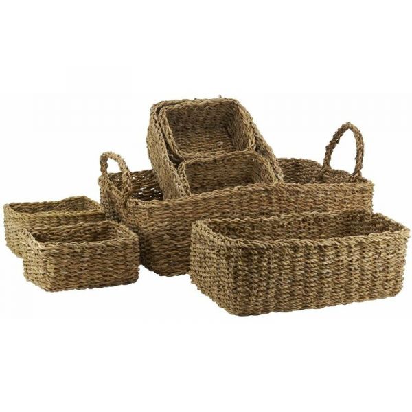 Ensemble de corbeilles de rangement en jonc (Lot de 7)