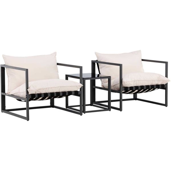 Ensemble fauteuils et table en acier Messina Lounge