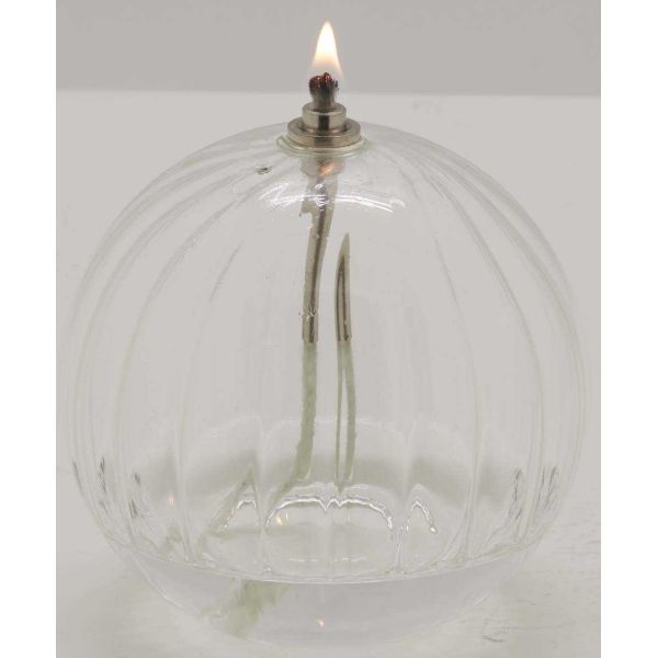 Ensemble lampe à huile en verre strié Ellipse avec huile de paraffine - 5