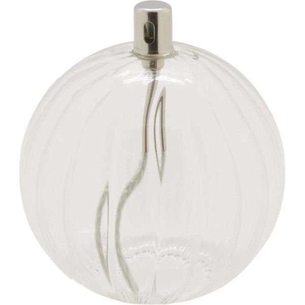 Ensemble lampe à huile en verre strié Ellipse avec huile de paraffine - BAZ-0152