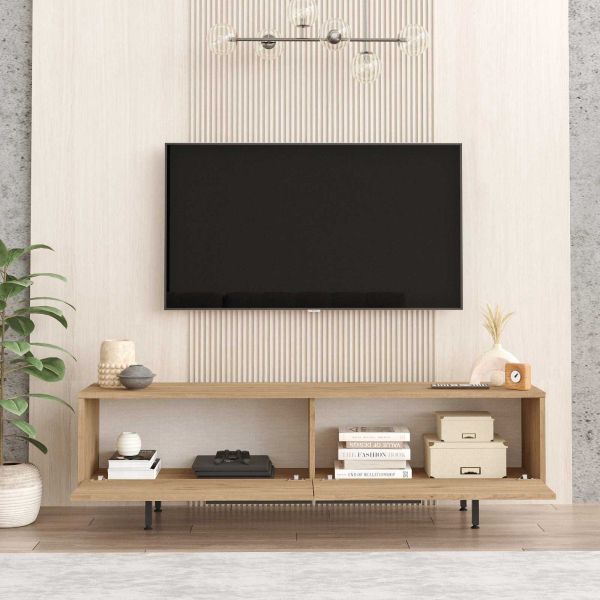 Ensemble meuble TV et table basse en aggloméré et métal Tilly - 6
