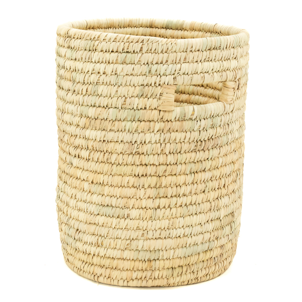 Ensemble panier à linge en jonc naturel avec couvercle et corbeilles assorties - 7