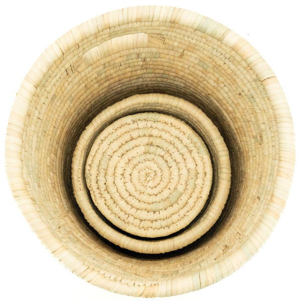 Ensemble panier à linge en jonc naturel avec couvercle et corbeilles assorties - 5