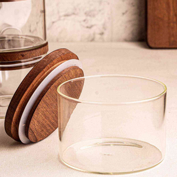 Ensemble pots en verre avec couvercle bois - 35,90