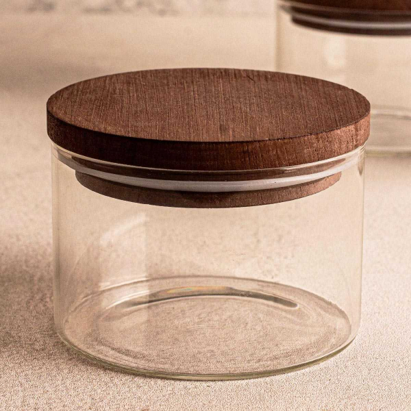 Ensemble pots en verre avec couvercle bois - 5