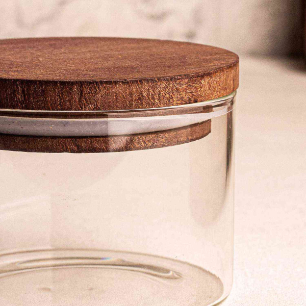 Ensemble pots en verre avec couvercle bois - 6