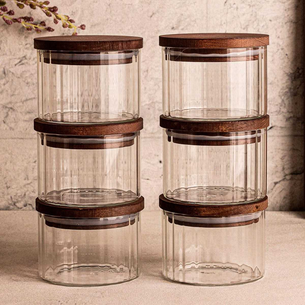 Ensemble pots en verre avec couvercle bois - 35,90
