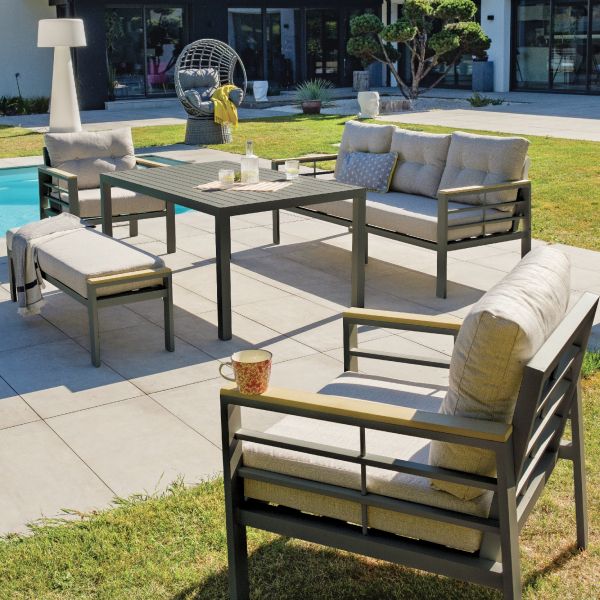 Ensemble repas de jardin 7 places en aluminium Cayenne - 5