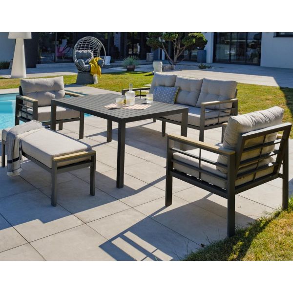 Ensemble repas de jardin 7 places en aluminium Cayenne