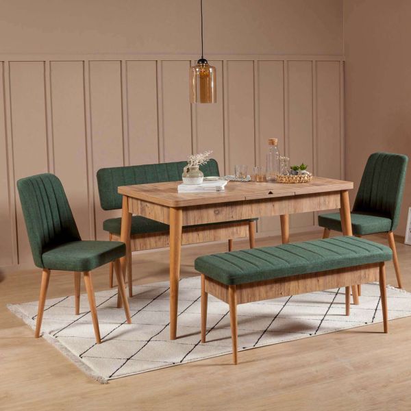 Ensemble repas table chaises et banc Vina - HANAH HOME