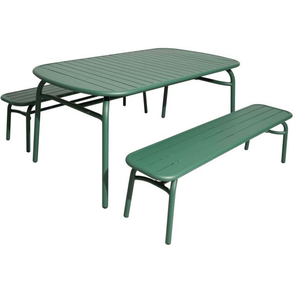 Ensemble table et 2 bancs de jardin en aluminium Oscar - PROLOISIRS