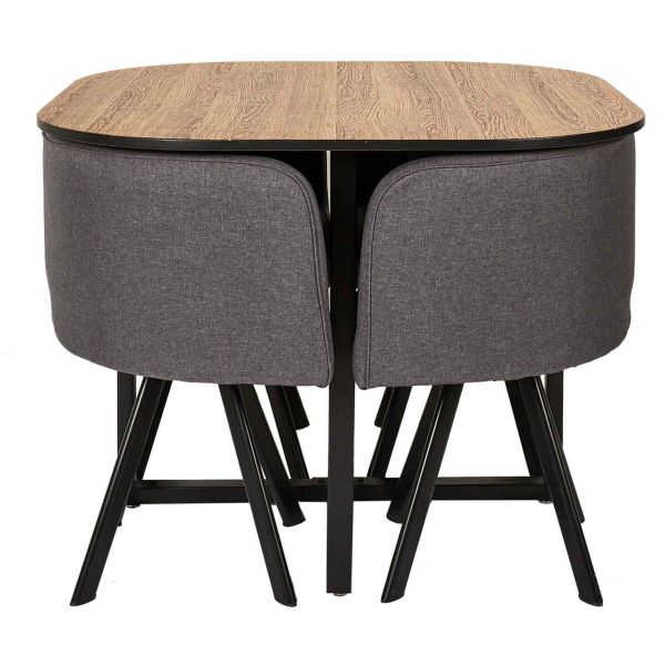 Ensemble table carrée et chaises encastrables June