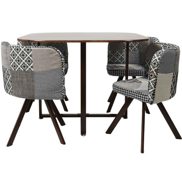Ensemble table carrée et 4 chaises encastrables Patchwork - CMP-4383