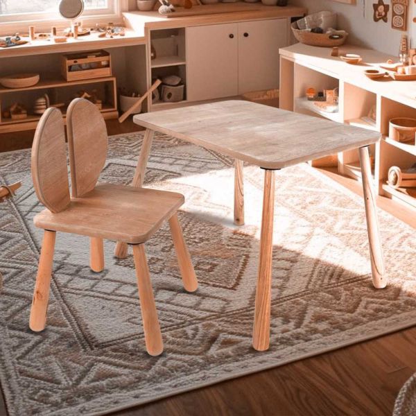 Ensemble table et chaise enfant en aggloméré Bizzy - HANAH HOME