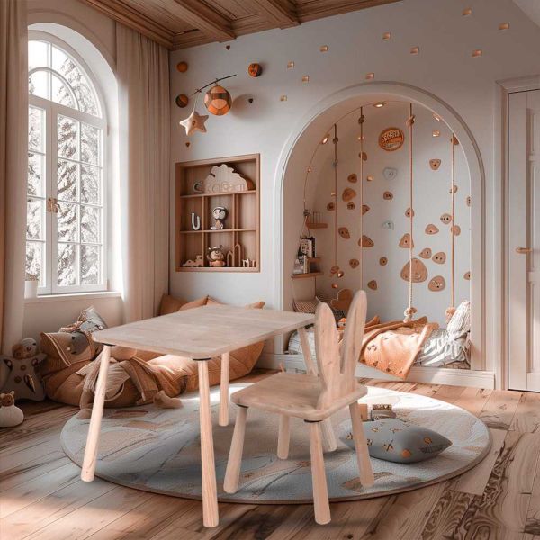 Ensemble table et chaise enfant en aggloméré Bizzy - HANAH HOME