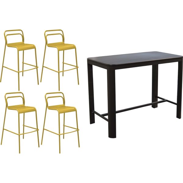 Ensemble table et 4 chaises de bar en aluminium  Eos
