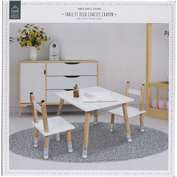 Ensemble table et 2 chaises pour enfants en bois Crayon - 8