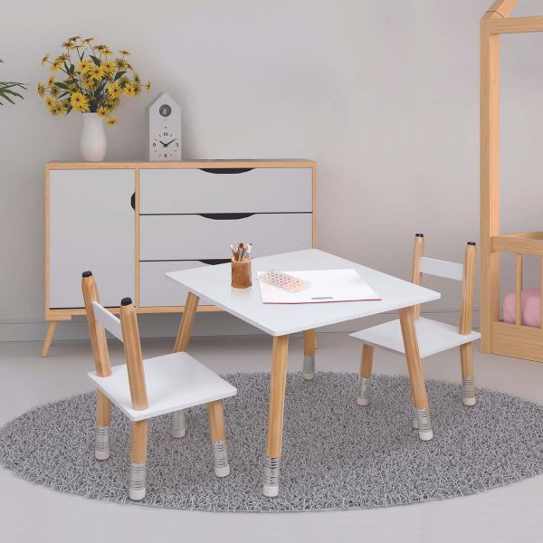 Ensemble table et 2 chaises pour enfants en bois Crayon - THE HOME DECO KIDS