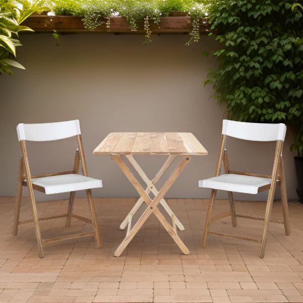 Ensemble table et chaises de jardin pliante en teck FSC