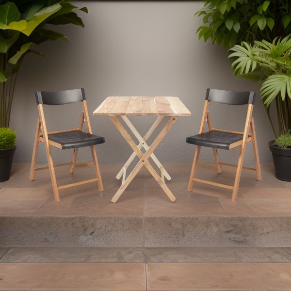 Ensemble table et chaises de jardin pliante en teck FSC