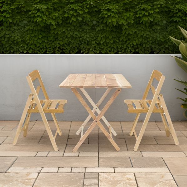 Ensemble table et chaises de jardin pliante en teck FSC