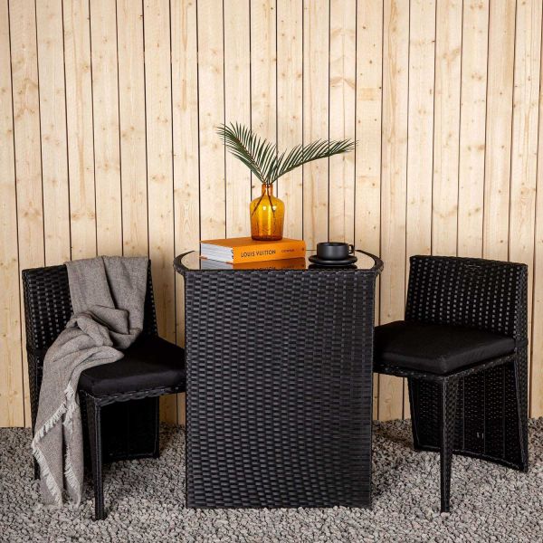 Ensemble table et 2 chaises en résine tressée Savanna