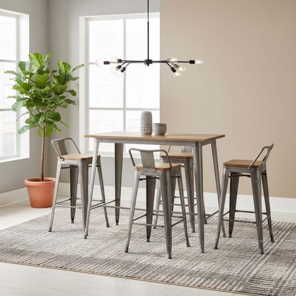 Ensemble table haute et tabourets métal industriel - AUBRY GASPARD