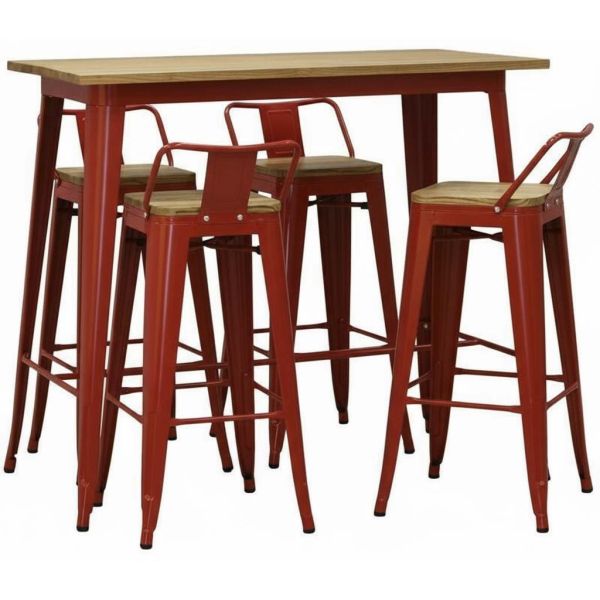 Ensemble table haute et tabourets métal industriel