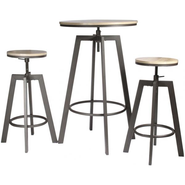 Ensemble table mange debout avec 2 tabourets Aria