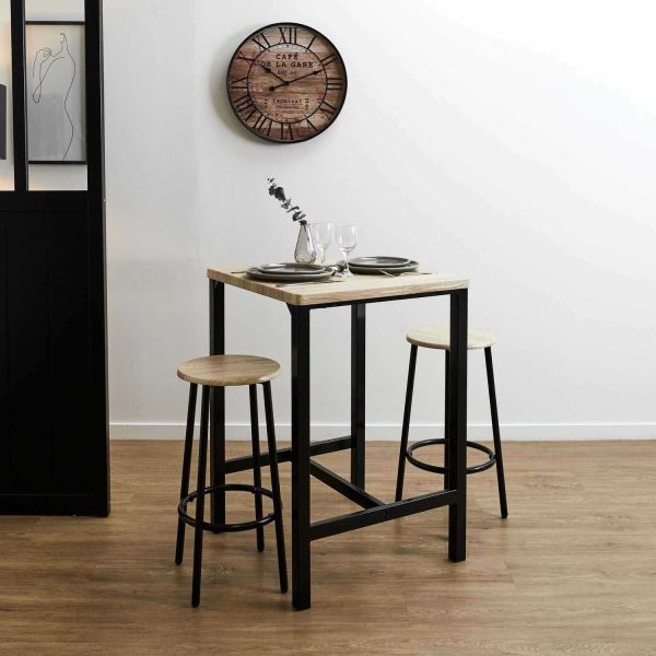 Ensemble table mange debout avec 2 tabourets Loka - THE HOME DECO FACTORY