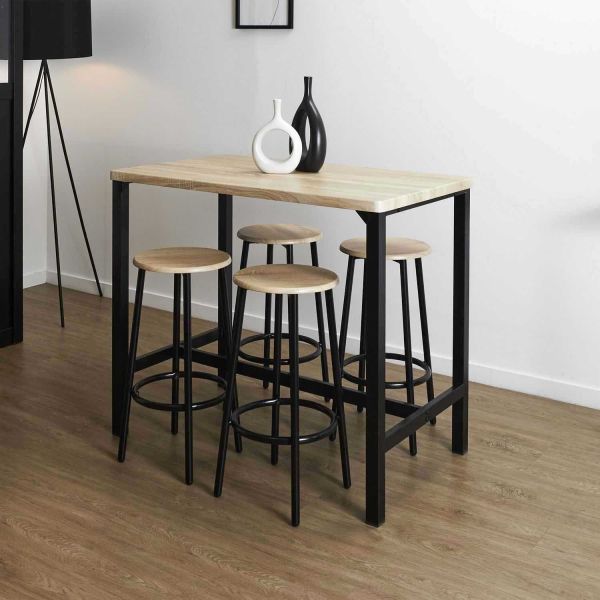 Ensemble table mange debout avec 4 tabourets Loka - THE HOME DECO FACTORY