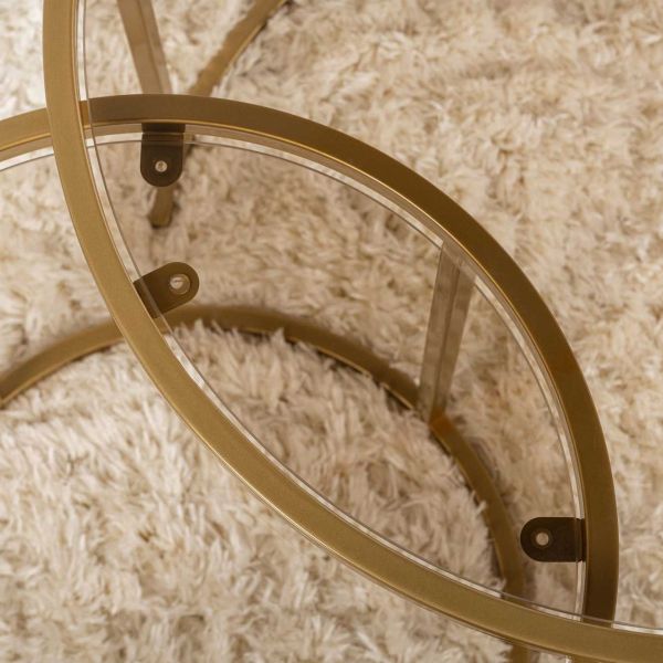 Ensemble de 2 tables gigognes rondes en métal et verre Aurum - 89,90
