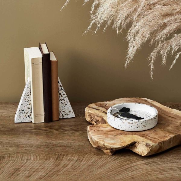 Ensemble vide poche et serre-livres en céramique Terrazzo - THE HOME DECO FACTORY