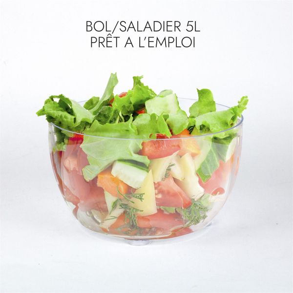 Essoreuse à salade avec saladier 5L prêt à l'emploi - COOK CONCEPT