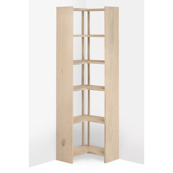 Etagère d'angle en pin brut gala (6 tablettes)