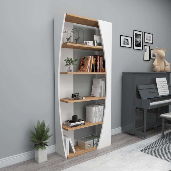 Etagère en aggloméré effet pin et blanc Selge - 129