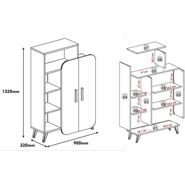 Etagère en aggloméré avec portes fermées Form - ASI-0739