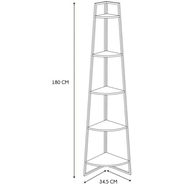 Etagère d'angle en bois et métal 5 niveaux - CMP-5247