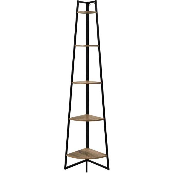 Etagère d'angle en bois et métal 5 niveaux