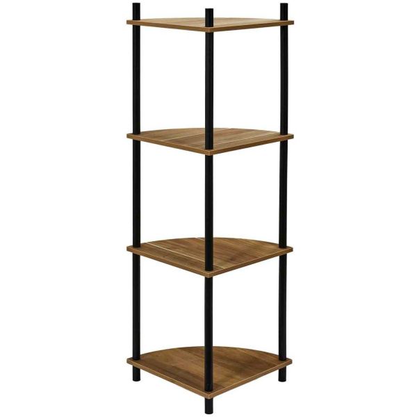 Etagère d'angle 4 niveaux en mdf imitation acacia - THE HOME DECO FACTORY